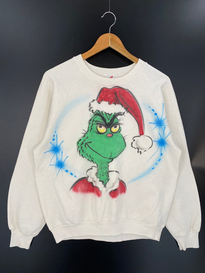 90’s Grinch Hand Painted Made in USA Size L Vintage Sweat-shirt / K7911