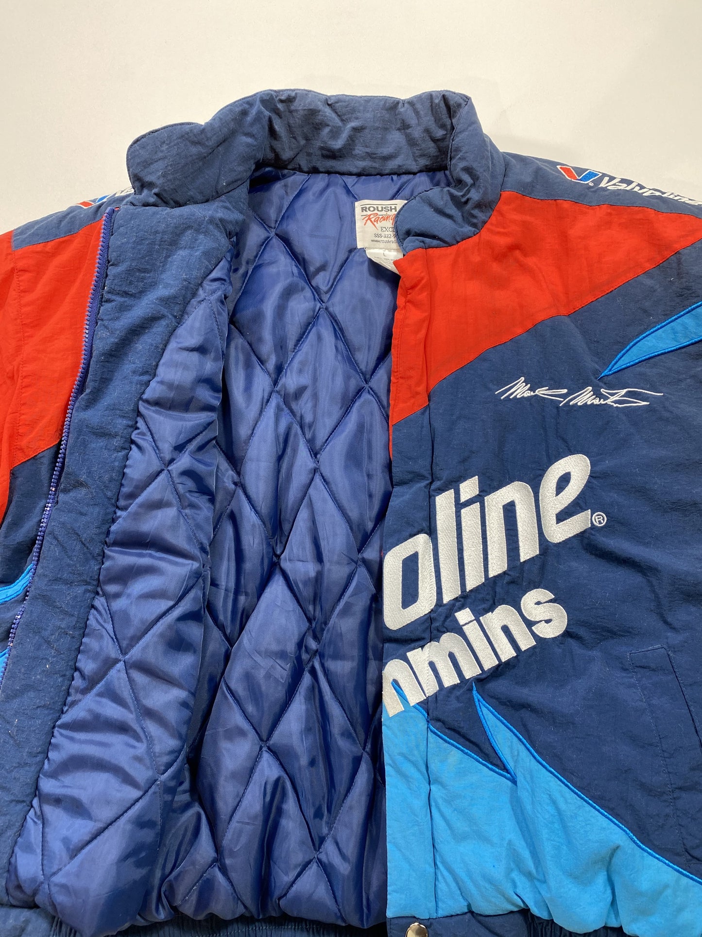 Vintage ROUSH RACING Size L Padded Racing Nylon Jacket  / k5112