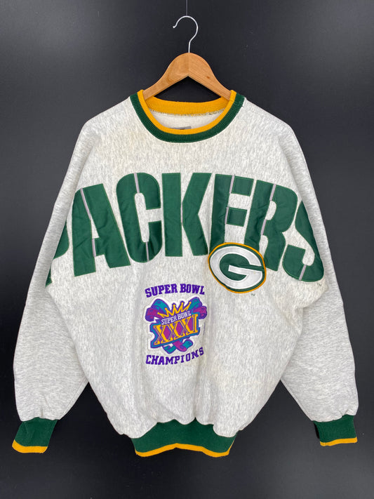 90’s GREEN BAY PACKERS XXXI SUPER BOWL CHAMPIONS Size L Vintage NFL Sweat-Shirt / K887
