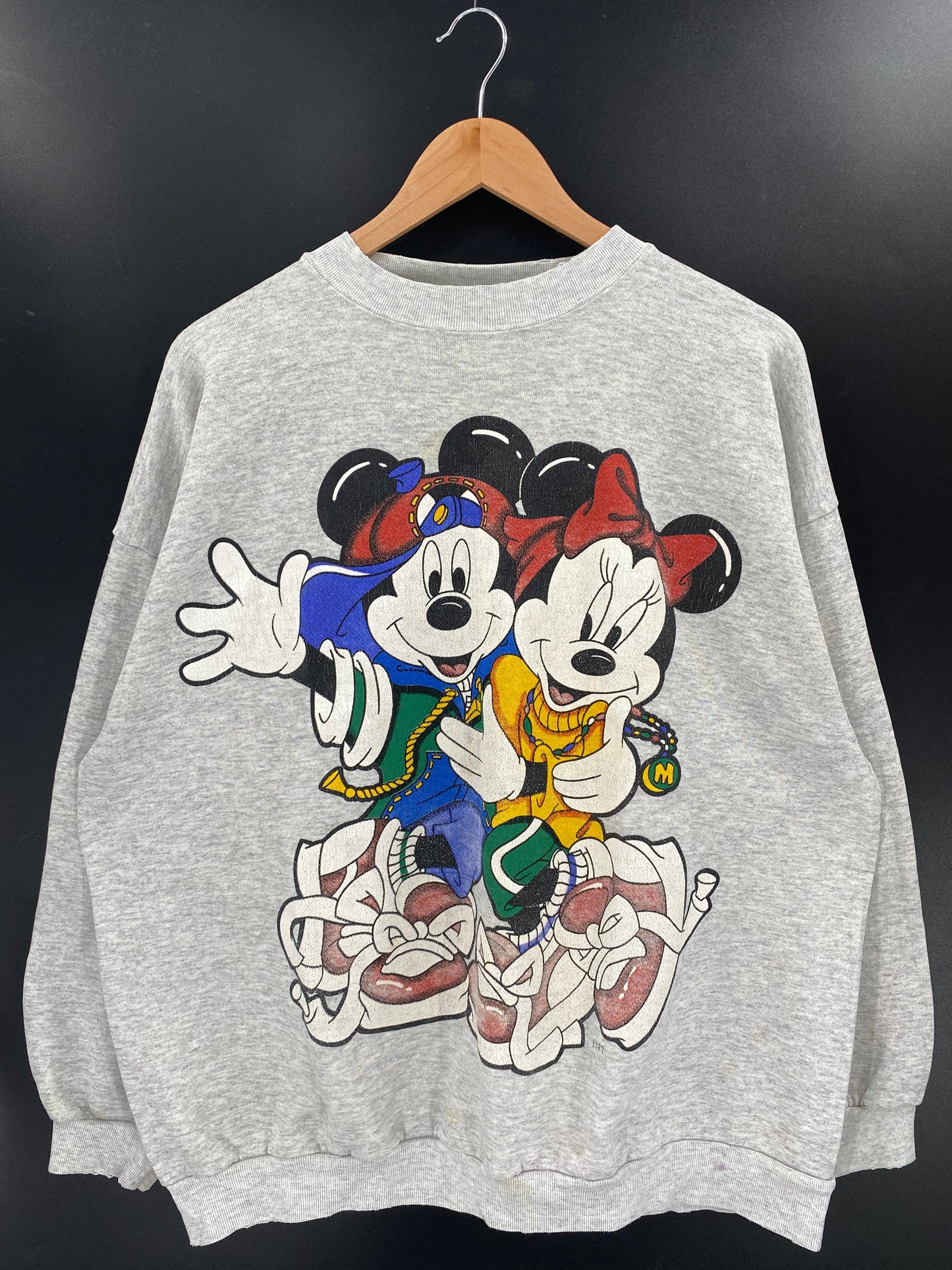 90’s DISNEY MICKEY x MINNIE Made in USA Size XXL Vintage Sweat-shirt / A5271
