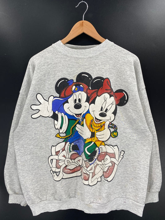 90’s DISNEY MICKEY x MINNIE Made in USA Size XXL Vintage Sweat-shirt / A5271