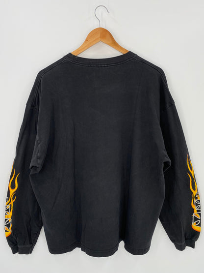 Vintage Flame Sleeves Size No tag(Approx. XL) Long Sleeve T-Shirt / E3248T