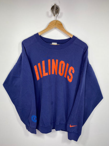 90’s NIKE ILLINOIS Made in USA Size L Vintage Sweat-Shirt / 5274
