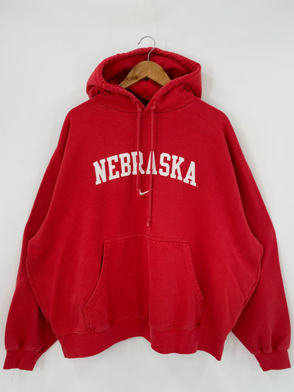 00' NIKE NEBRASKA Size XL Vintage Hoodie Sweat-Shirt / K3735