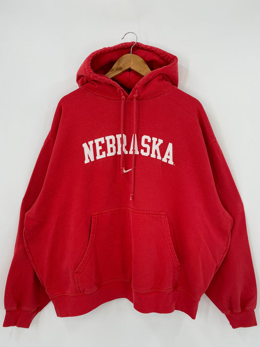 00' NIKE NEBRASKA Size XL Vintage Hoodie Sweat-Shirt / K3735