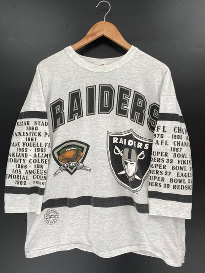 90’s RAIDERS Made in USA SIZE XL VINTAGE NFL 3/4 Sleeve- SHIRT / K1263