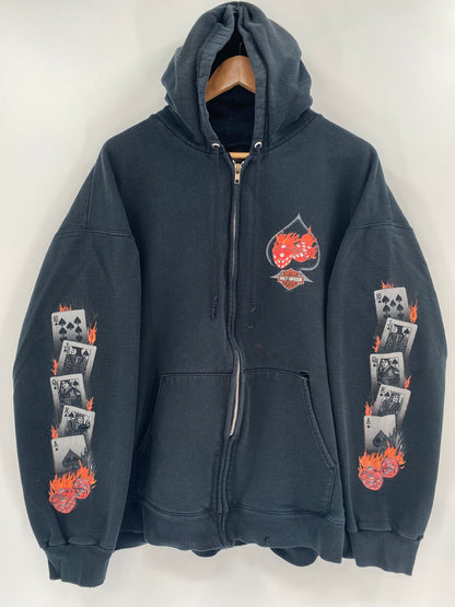 00' HARLEY DAVIDSON Size L Vintage Zip-up Sweat-Shirt / K1133