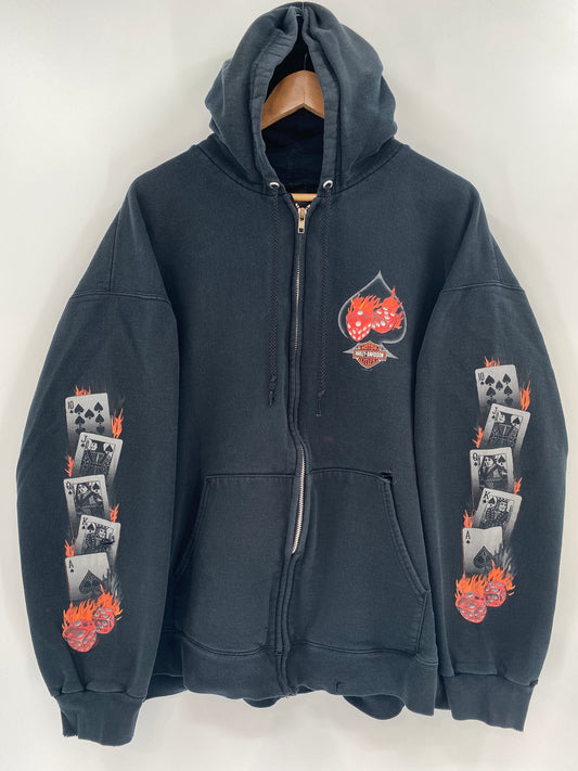 00' HARLEY DAVIDSON Size L Vintage Zip-up Sweat-Shirt / K1133