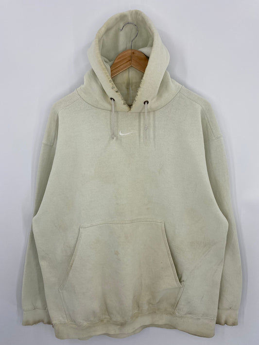 90’s NIKE Center Swoosh Damaged Made in USA Size L Vintage Hoodie Sweat-shirt / 6759