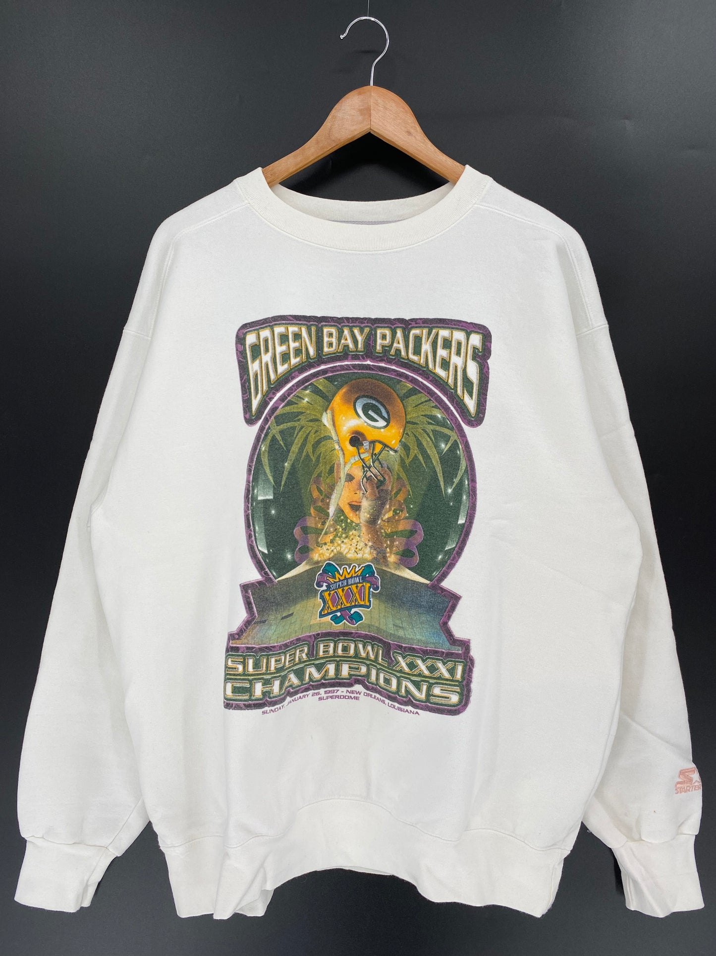 1997’ GREEN BAY PACKERS SUPER BOWL STARTER Made in USA SizeXL NFL Sweat-shirt /  k320