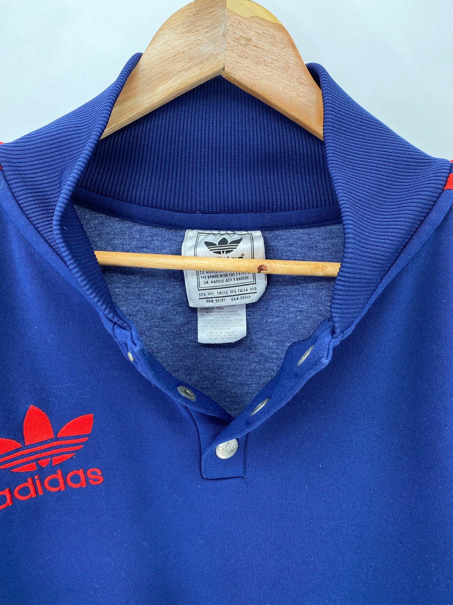 90's ADIDAS Size XXL Vintage Half Snap Jersey  / 7462
