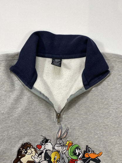 00' WARNER BROS. Half-Zip Size L Vintage Sweat-shirt / K5373
