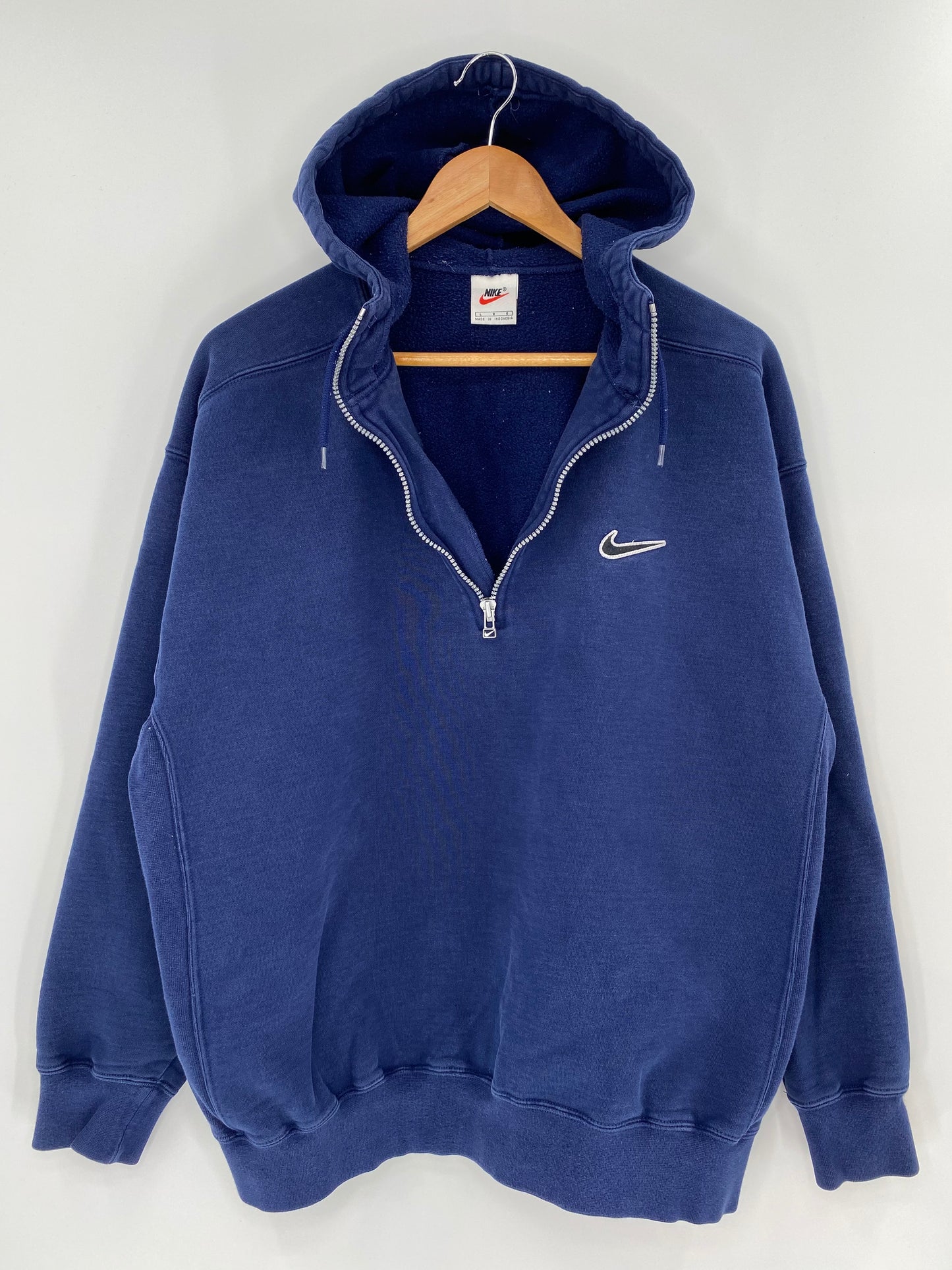 90’s NIKE Size L Vintage Half-zip Hoodie Sweat-shirt / k174