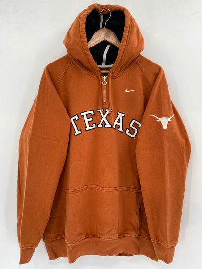 00' NIKE TEXAS Size L Vintage Half-zip Hoodie Sweat-shirt / k1988