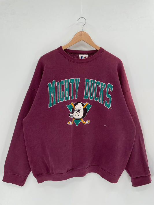 90’s MIGHTY DUCKS Made in USA Size XL Vintage NFL Sweat-Shirts / K2534