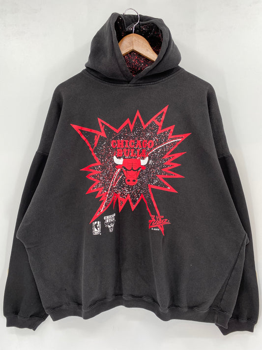 90's CHICAGO BULLS Made in USA Size XL Vintage NBA Hoodie Sweat-Shirts / K2109