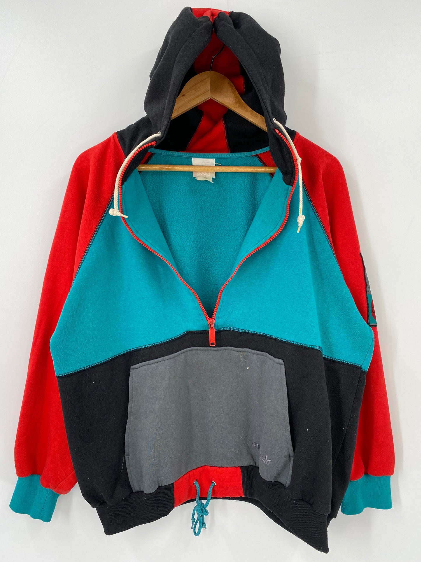 90’s ADIDAS Size No Tag(Approx.M) Vintage Half Zip Hoodie Sweat-shirt  / A5827
