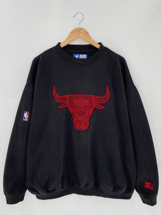 90's Starter CHICAGO BULLS Size XXL Vintage NBA Sweat-Shirt / 5768