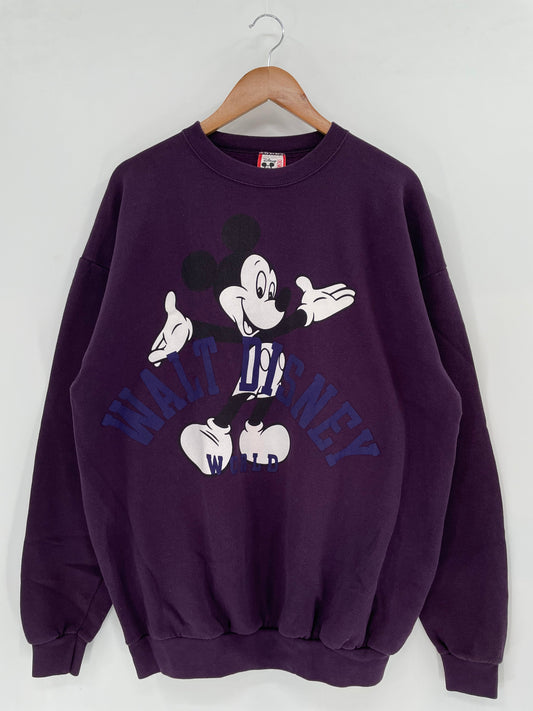 90’s DISNEY MICKEY Made in USA Size Approx.XL Vintage Sweat-shirt / A2745