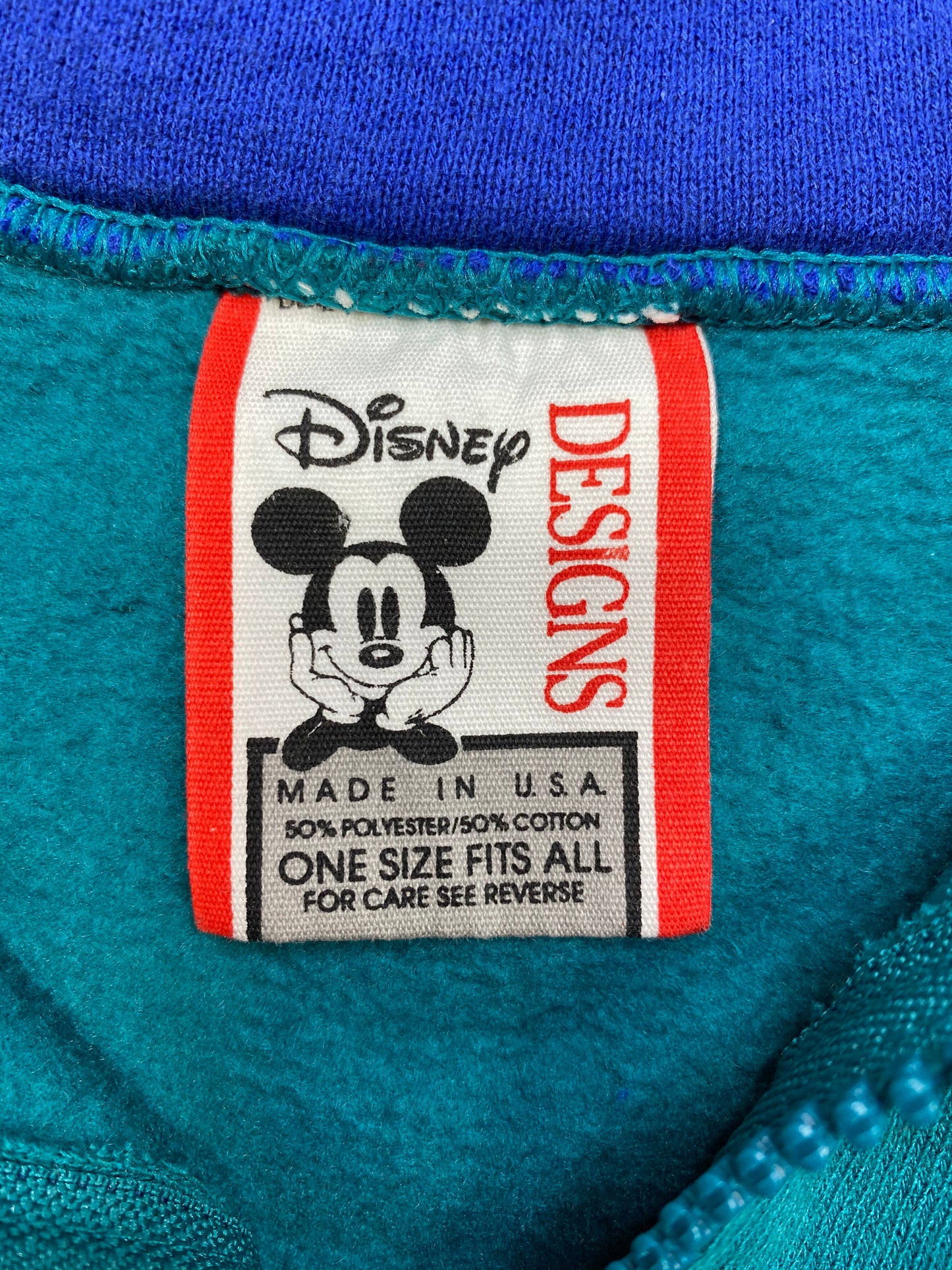 90’s Disney DONALD DUCK Half-Zip Made in USA Size Approx.L Vintage Sweat-Shirt / 5303