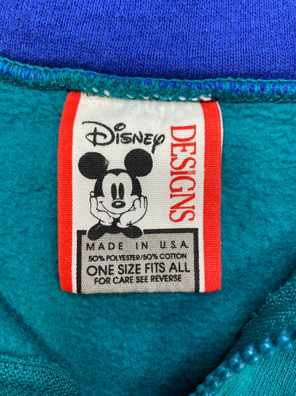 90’s Disney DONALD DUCK Half-Zip Made in USA Size Approx.L Vintage Sweat-Shirt / 5303