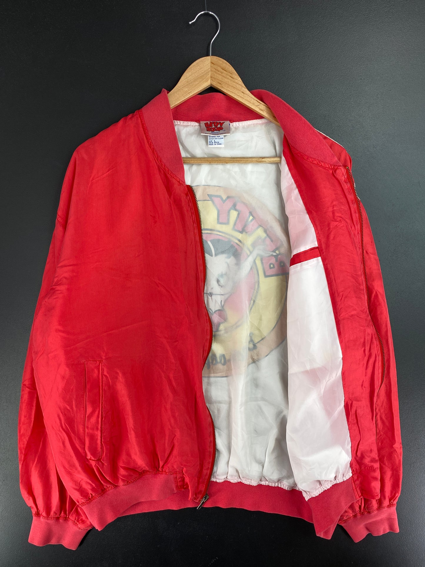 1996 BETTY BOOP Size L Vintage Silk Jacket / E578