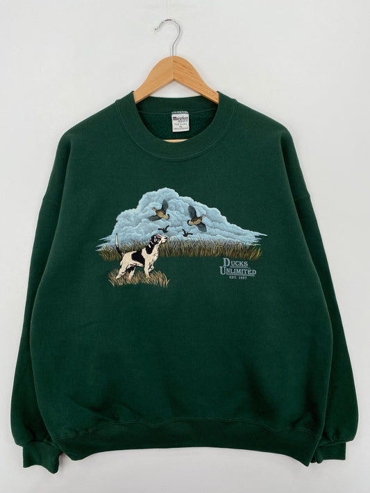 90's DUCKS UNLIMITED Made in USA Size XL Vintage Sweat-Shirts / A6664