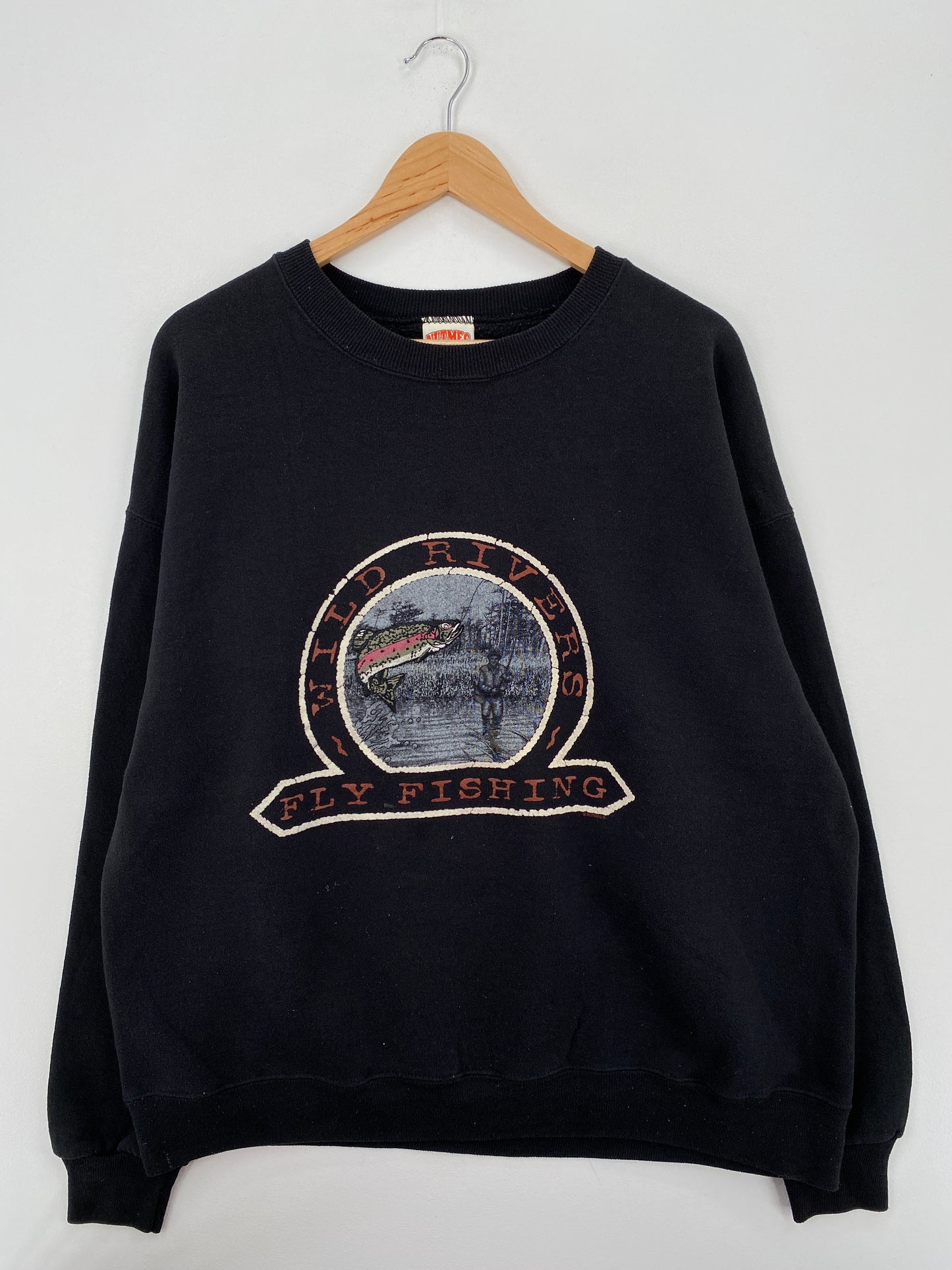 90's WILD RIVERS FLY FISHING Made in USA Size XL Vintage Sweat-Shirts / A6666