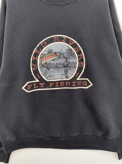 90's WILD RIVERS FLY FISHING Made in USA Size XL Vintage Sweat-Shirts / A6666