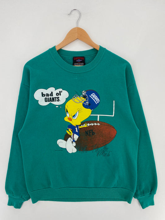 1993 LOONEY TUNES TWEETY X NEW YORK GIANTS Made in USA Size L Vintage NFL Sweat-shirt / E2099S