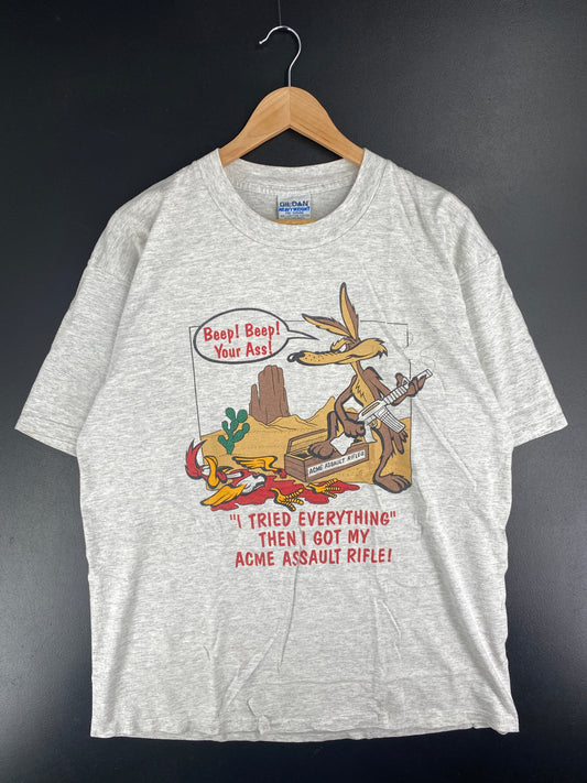 VINTAGE BEEP! BEEP! YOUR ASS! WILE E COYOTE AND ROADRUNNER Made in USA Size XL T-Shirt / E2151T