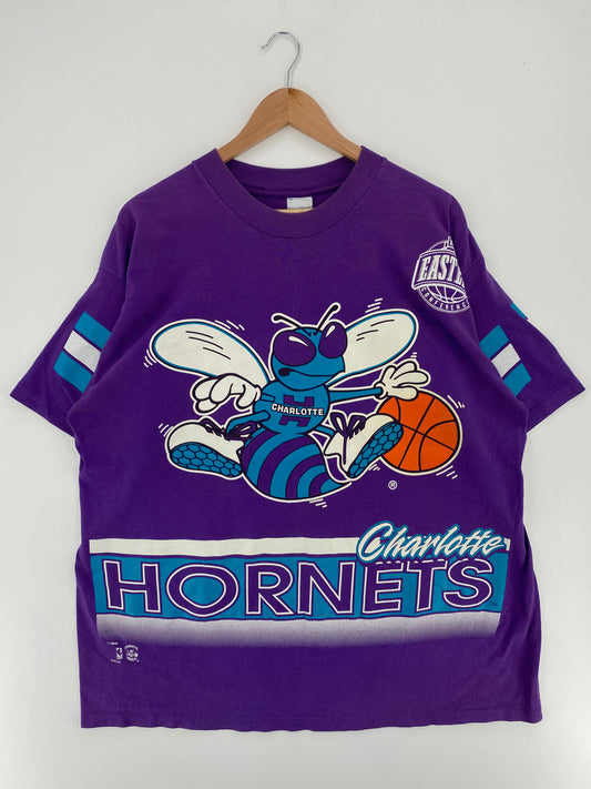 90's SALEM x CHARLOTTE HORNETS Made in USA Size XL Vintage NBA T-Shirts / A2911