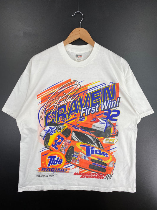 .2001 NASCAR RICKY CRAVEN Size XL Vintage Racing T-Shirt / E4348T