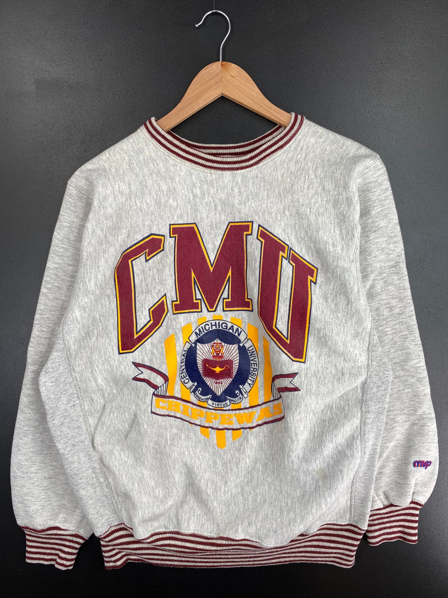 90's CENTRAL MICHIGAN UNIVERSITY Made in USA Size M Vintage College Sweat-Shirt / E2959S