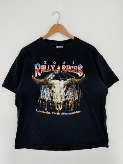 2001 RALLY AND RACES Size L Vintage T-Shirt / A3048