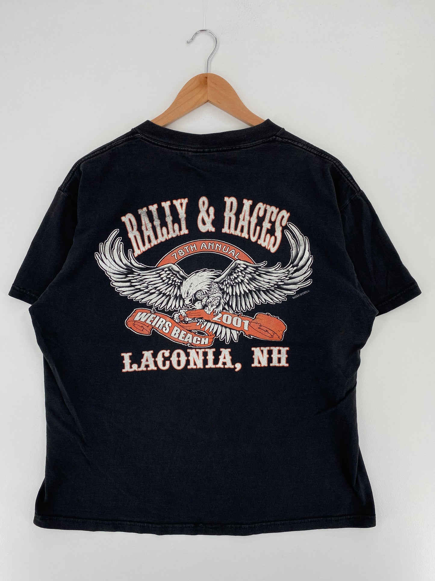 2001 RALLY AND RACES Size L Vintage T-Shirt / A3048