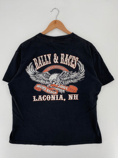2001 RALLY AND RACES Size L Vintage T-Shirt / A3048