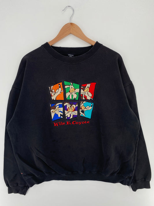 1995 LOONEY TUNES WILE E. COYOTE Size XL Vintage Sweat-shirt / A3100
