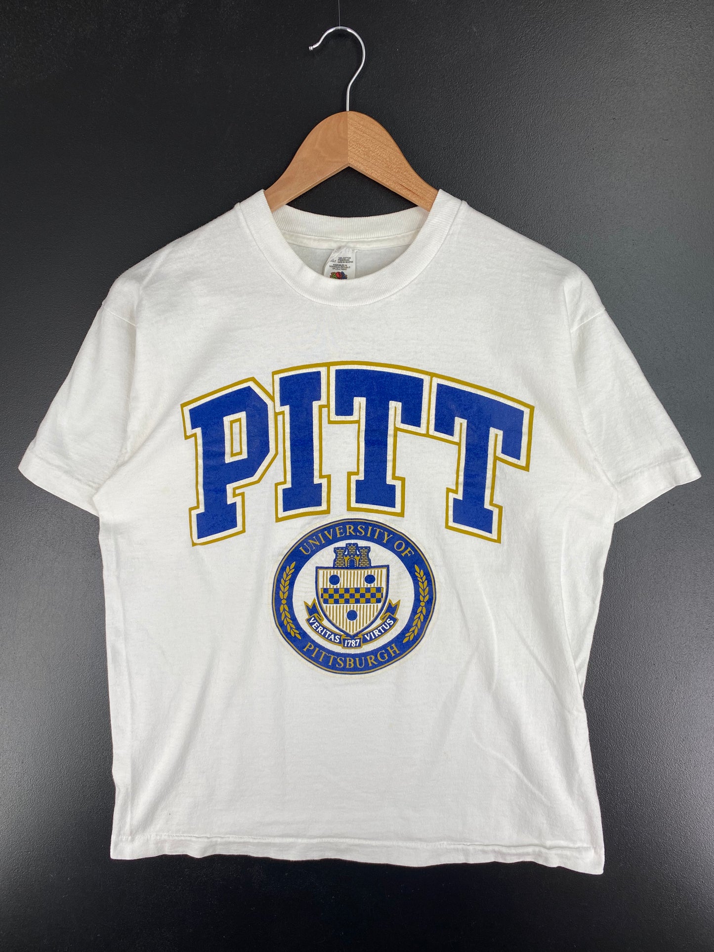 90's UNIVERSITY OF PITTSBURGH Size L Vintage College T-Shirt / A3107