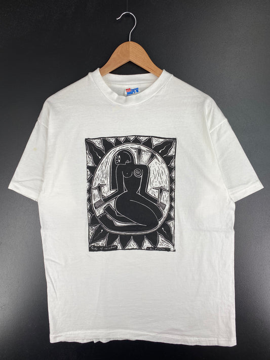 90's LADY Made in USA Size L Vintage Art T-Shirt / A3109