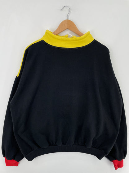 90's DISNEY MICKEY Made in USA Size (Approx.XL) Vintage Half-Zip Sweat-shirt / E2470S