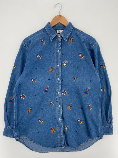 00' DISNEY MICKEY AND FRIENDS Size L Vintage Button-Down Shirt / A3350
