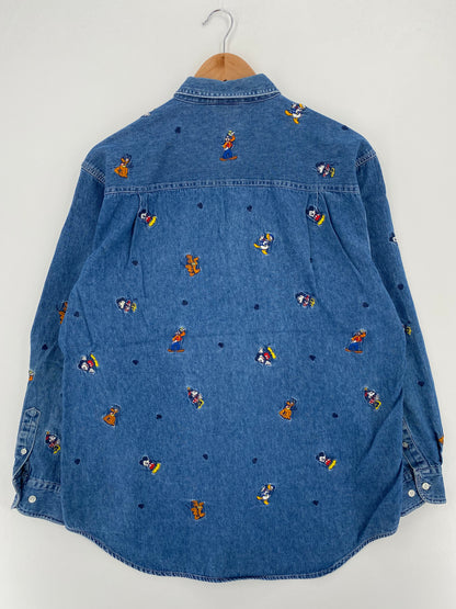 00' DISNEY MICKEY AND FRIENDS Size L Vintage Button-Down Shirt / A3350