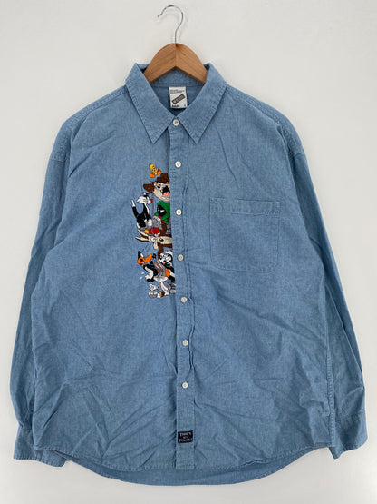 1998 LOONEY TUNES Size L Vintage Button-Down Shirt / A3354