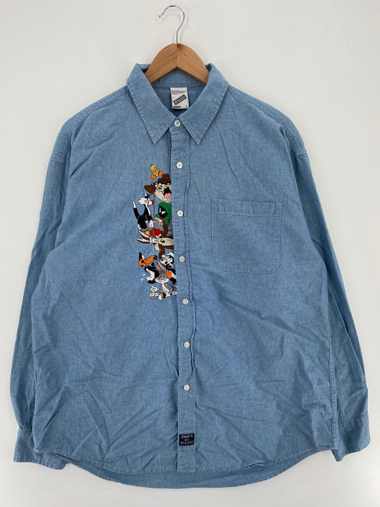 1998 LOONEY TUNES Size L Vintage Button-Down Shirt / A3354
