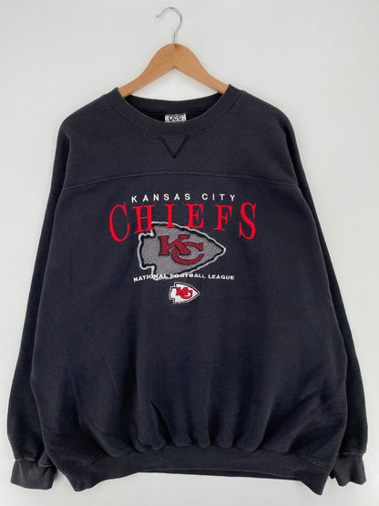 90's KANSAS CITY CHIEFS Size No Tag (Approx.XXL) Vintage NFL Sweat-Shirt / A3363