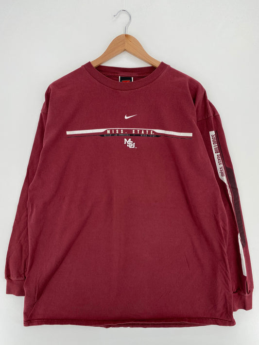 00' NIKE MISS STATE UNIVERSITY Size XL Vintage College Long Sleeve T-Shirt / E5083T