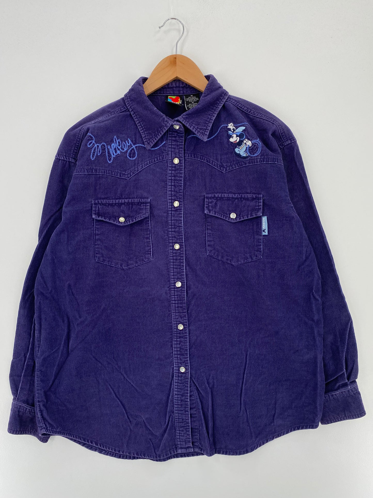 90's DISNEY MICKEY Size M Vintage Corduroy Button-Down Shirt / A3166