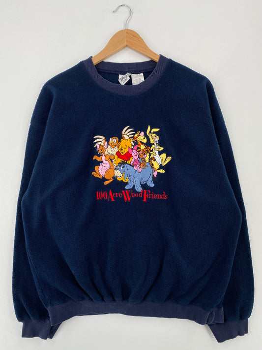00' DISNEY 100 ACRE WOOD FRIENS Size L Vintage Fleece Sweat-shirt / A9328