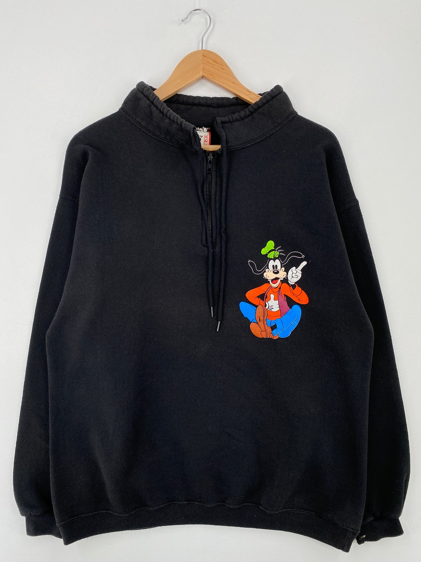 90's DISNEY GOOFY Made in USA Size L Vintage Half Zip Sweat-shirt / A9330